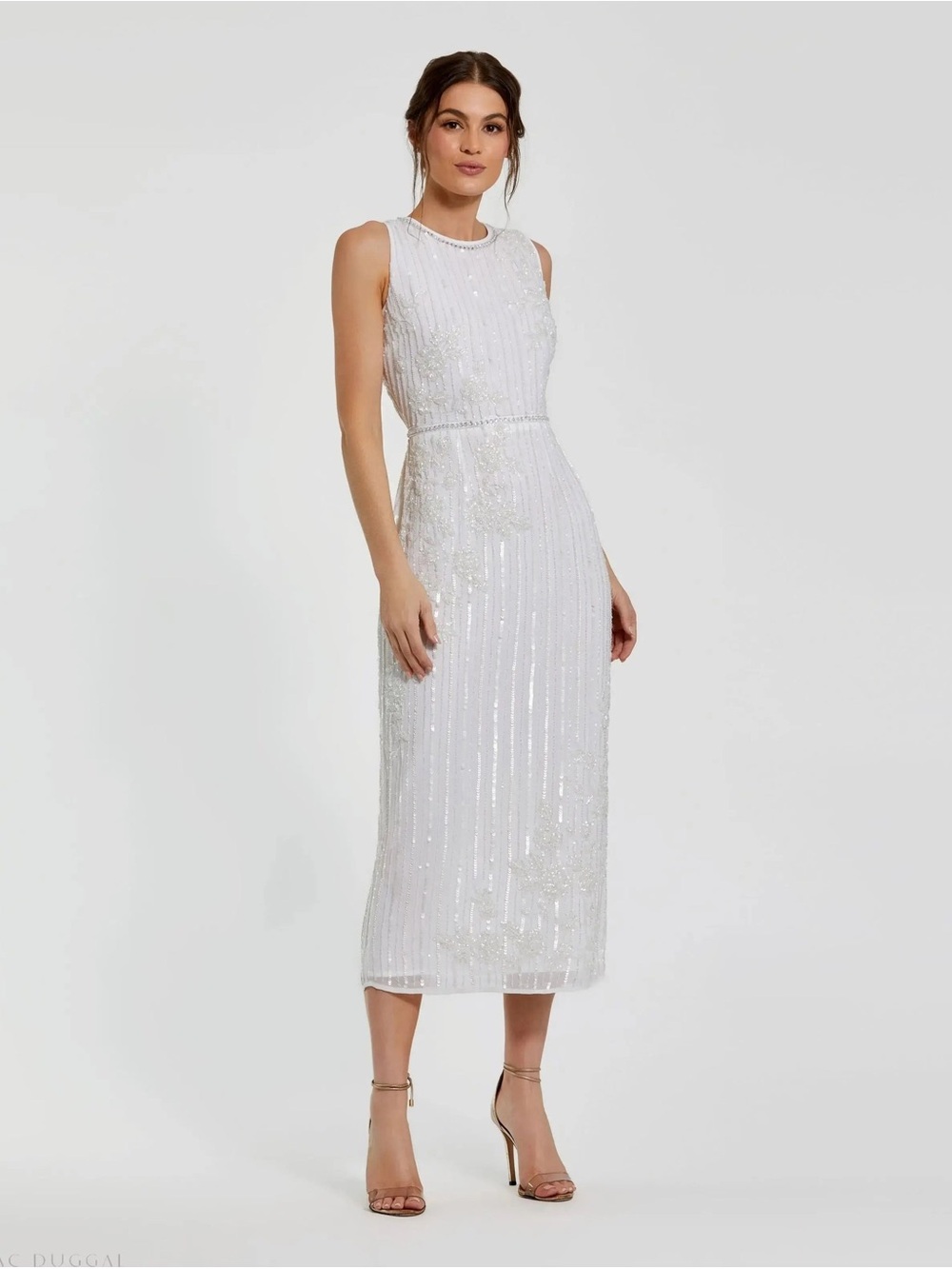 Mac Duggal Ivory Beaded Sleeveless Maxi Dress - Picture 2 of 9